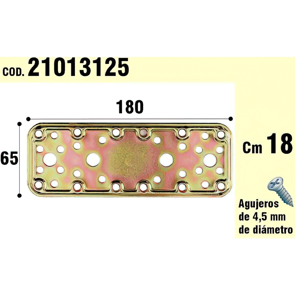Soporte para madera placa bicromatada. - Medida: 65 x 180 mm. - Placa bicromatada. - Realizada en metal.